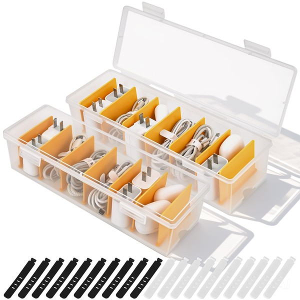 Kabel Organizer Box Aufbewahrung Transparent BüRo Zuhause Schreibtisch 2 StüCk-image