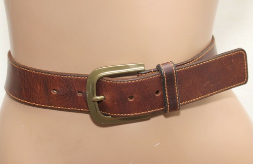 Stitched Oil Tanned Cowhide Leather BELT with Studs- Brass Buckle - Size 32-34 - Picture 2 of 10