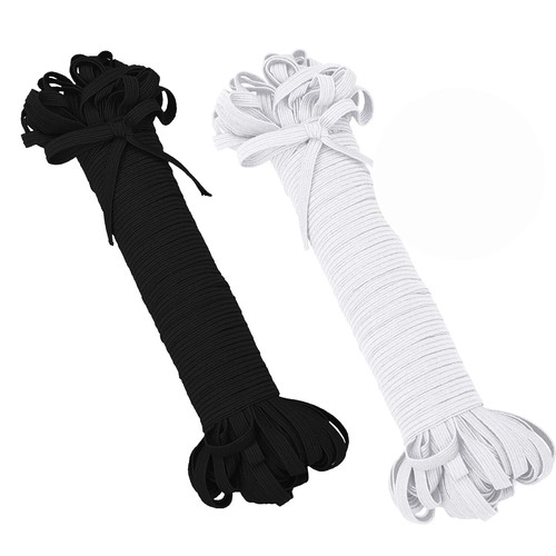 6mm Elasticated Black or White Elastic Flat Cord Thin Narrow 2 Metres for Crafts - Picture 4 of 18