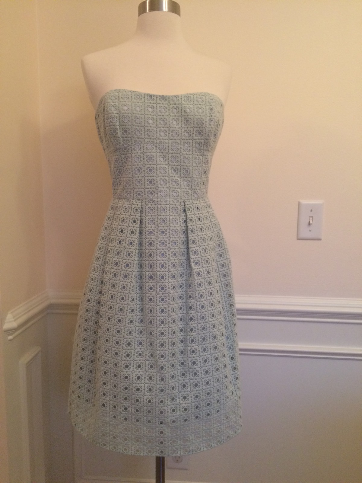 New J CREW Dusty Seaglass B9503 Hayley Organza Tube Beach 10 Eyelet Summer Dress New J CREW Dusty Seaglass B9503 Hayley Organza Tube Beach 10 Eyelet Summer Dress