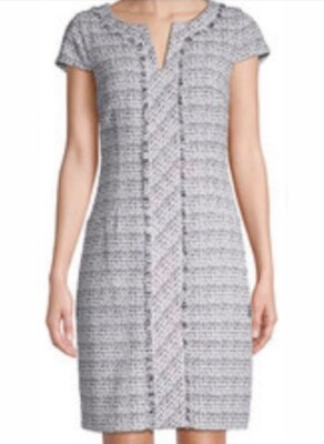 Karl Lagerfeld Paris Cap Sleeve Tweed Shift Dress Women s Size 2 #C