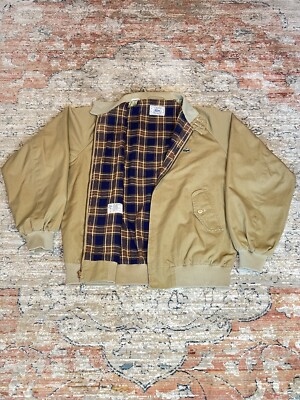 Vintage Lacoste IZOD Men's Jacket Large Brown Bomber Plaid Flannel