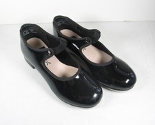 CAPEZIO Tele Tone TAP Little Girls BLACK PATENT TAP SHOES Size 13 M With Ties