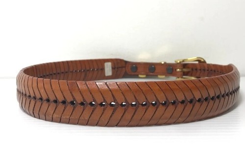 Women's Leather Belt 34 Brown Western Herringbone Gold Buckle Cowgirl Ladies - Picture 7 of 19