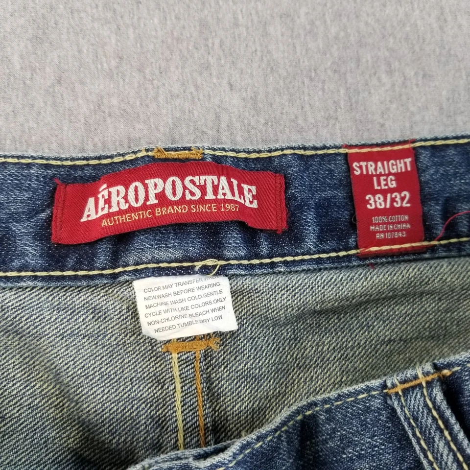 Pantalones de mezclilla Aéropostale para hombre talla 38x32 pierna recta 100 % algodón buena calidad Foto 3 de 4