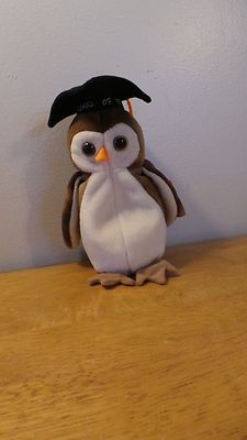 Ty Original Beanie Baby WISE Owl Graduate Class of 1998 RARE FIND Tag Error