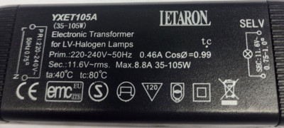 Paulmann Ersatztrafo für LETARON YXET105A Trafo LV-Halogen Transformator 105W R+