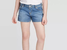 NEW Cat  Jack Girls' Adjustable Waist Jean Shorts Size Small 6/6X 