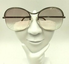 Vintage Logo Paris 025 Gray Metal Oval Half-Rimmed Sunglasses FRAMES ONLY