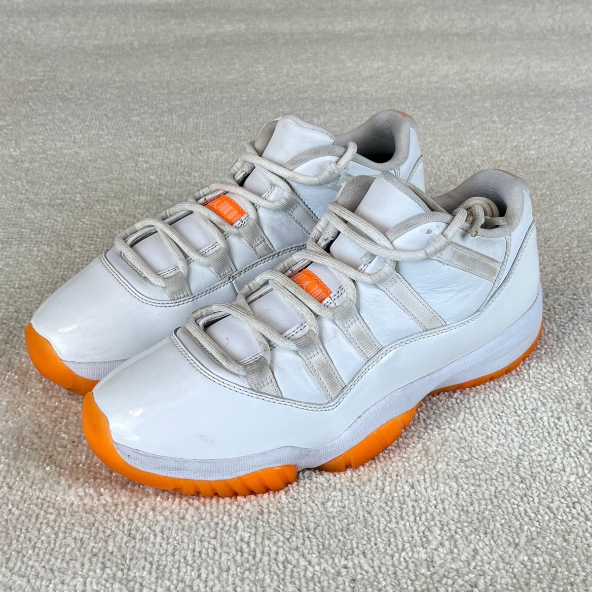 Air Jordan 11 Retro Low Bright Citrus Womens 10 White Orange Shoes 