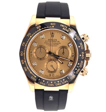 Rolex Daytona 18K Yellow Gold 116518LN Oysterflex Factory Diamond Dial Watch NEW