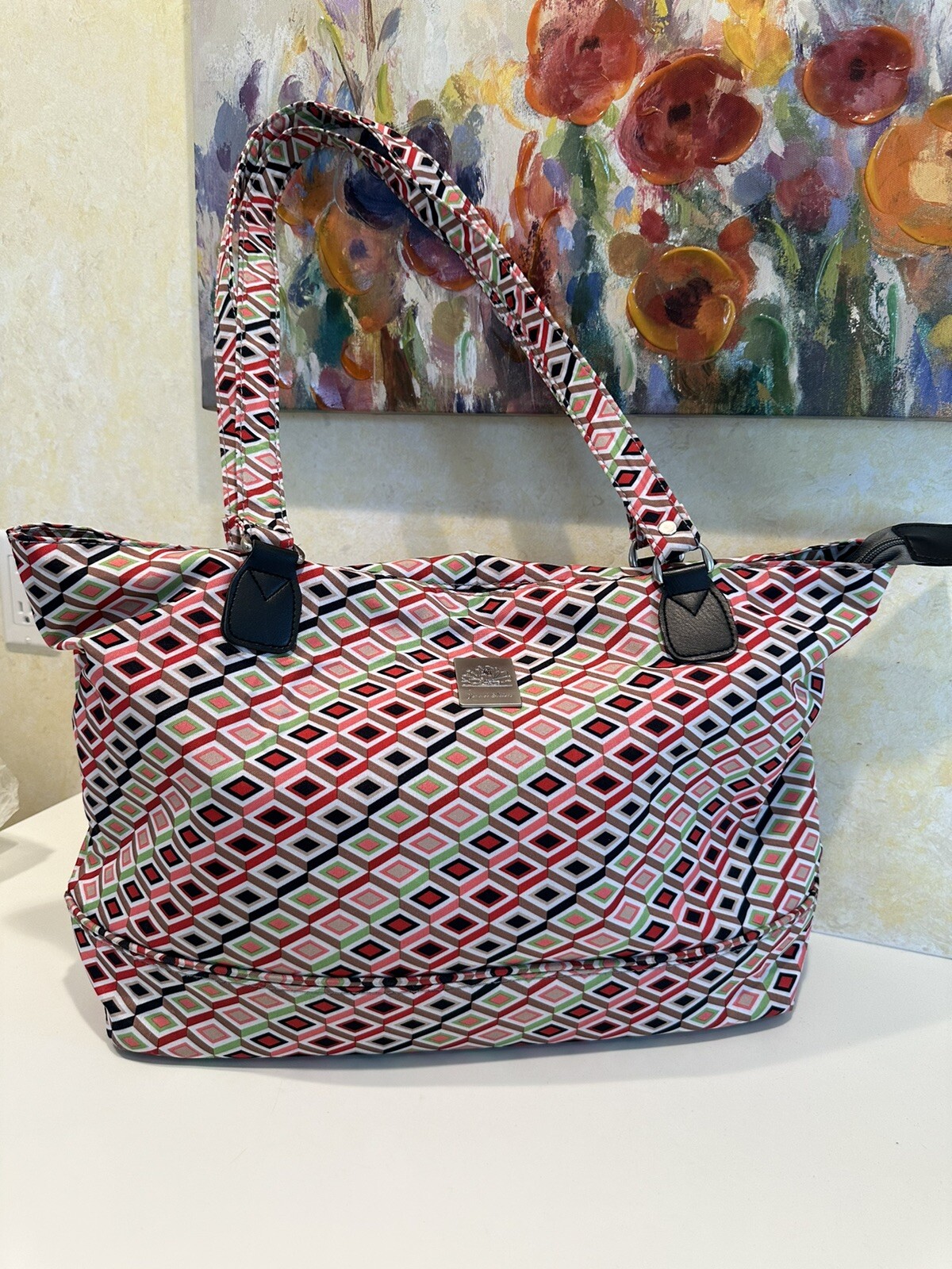 Jenni Chan Tiles 20” Computer Tote Lightweight EUC Sh… Gem