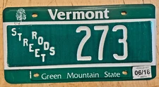 VERMONT STREET ROD CLASSIC CAR  LICENSE PLATE " 273 " VT RARE TYPE RATROD