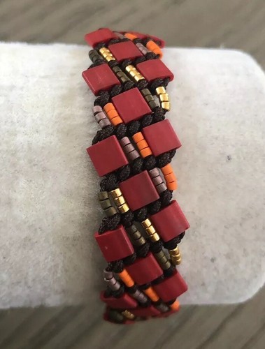 New Auth Chan Luu Red Mix Beaded Pull Tie Bracelet - Picture 2 of 4