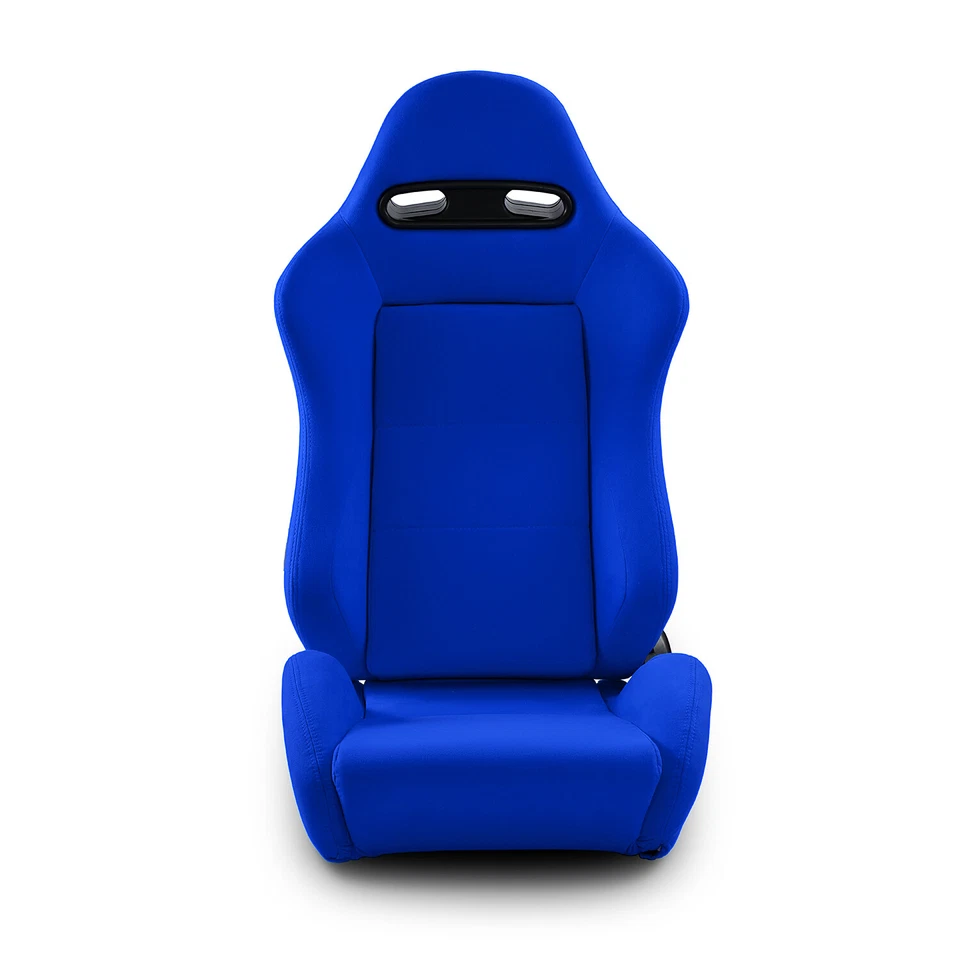 2 x ASIENTOS RECLINABLES DE CARRERAS IZQUIERDO/DERECHO TELA AZUL + DESLIZADOR ESTILO CLÁSICO Foto 3 de 4