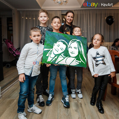 Custom painting from photo 100% Hand painted portrait glitter painting on canvas