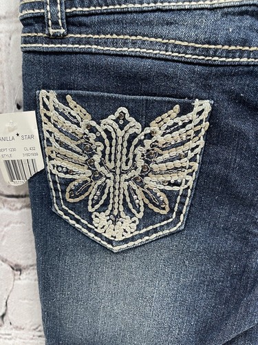 VANILLA STAR Girls Sequin Denim Bermuda Shorts Adjustable Waist Size 8 New - Picture 6 of 8
