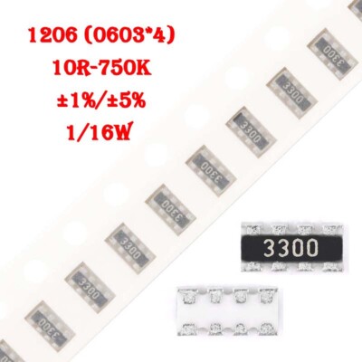1206 (0603*4) / 10R-750K / ±1%/±5% 1/16W SMD/SMT Resistor Array Network