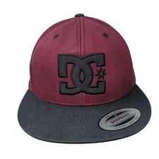 DC Snapback Hat Red One Size Adjustable Embroidered The Classics Yupoong