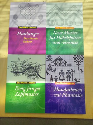 STICKEREIBUCH HÄKELBUCH ZOPFMUSTERBUCH HANDARBEITEN - EVA MARIA LESZNER - NEUW.