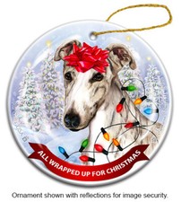 All Wrapped Up Ornament - Fawn Brindle Greyhound