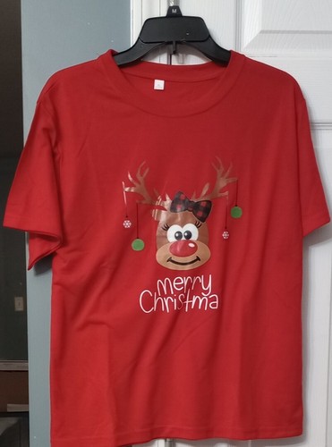 T-shirt Femme Noël - Col V, Motif Renne Rudolph Et Traîneau Du Père Noël, 100% Coton Slim-fit