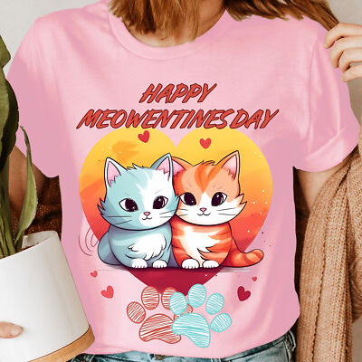Happy Meowentines Day lustige Katzenliebhaber Valentinstag Geschenk Herren Damen T-Shirts #NED