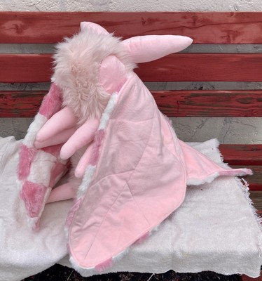 Glow in the Dark Pink Moth Plush OOAK Handmade Cottagecore butterfly kawaii cute