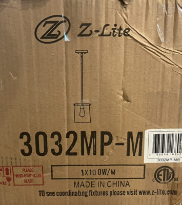 Z-Lite 3032MP-MB Callista Mini Pendant Ceiling Light 8  1-Light Fixture in Black
