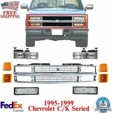 Front Grille Chrome Head Signal Light Reflector For 95-99 Chevy Ck Series