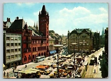 Market Place & Town Hall BASEL Switzerland 4x6" Vintage Postcard 0280