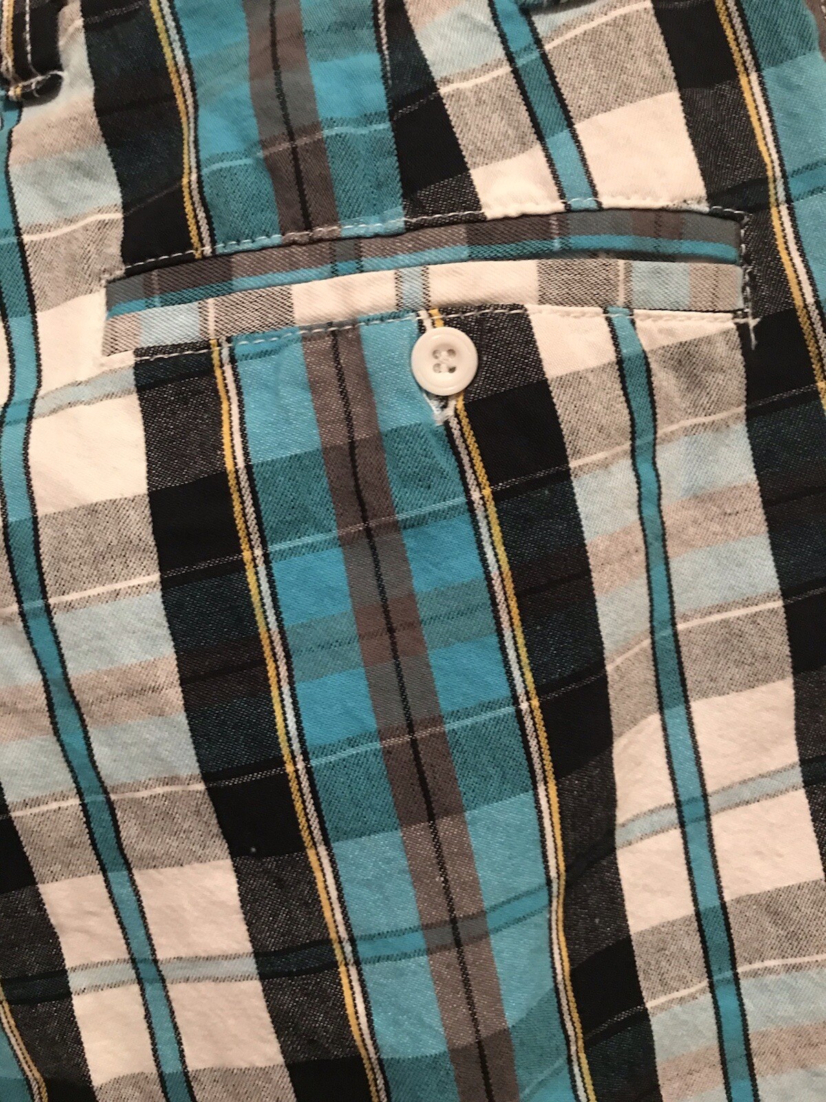 PJ MARK Blue Black White Plaid Men&rsquo;s Shorts Size 32-4 Pockets Golf Long