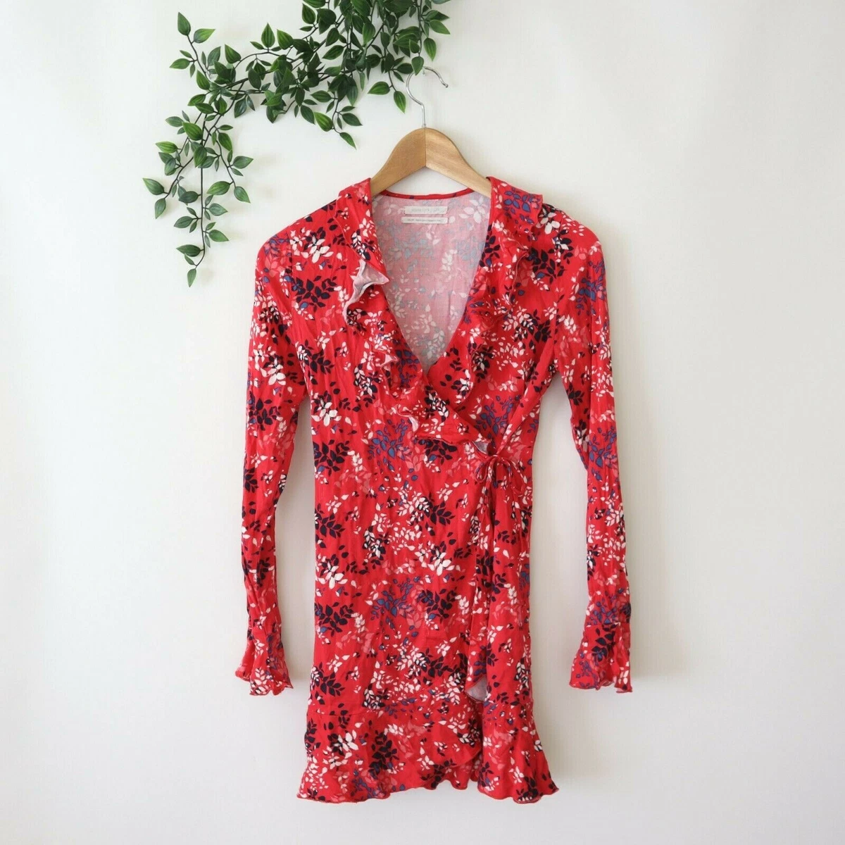 Urban outfitters red wrap dress 2025
