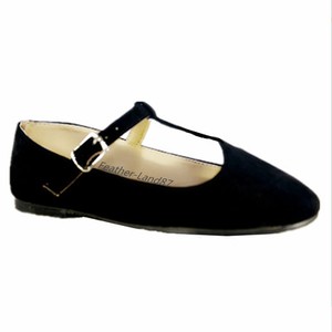 black t strap flat shoes