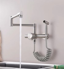 Brushed Nickel Fold Kitchen Faucet Single Handle 2 Hole Swivel Sink Mixer Faucet