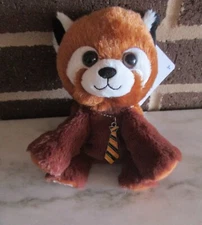 Build-A-Bear Mini Beans Red Panda  7 "Plush- Medal  Necktie Charm Necklace
