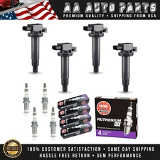 4 Ignition Coil & 4 NGK Ruthenium Spark Plug for Toyota Yaris 2006-2018 1.5L l4