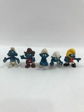 vintage smurf lot of 5 peyo schleich 1981 1980 hong kong