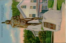 Postcard: STATUE OF MASSASOIT, PRESUN SORT BOON PROENDA AL RESISTER OF