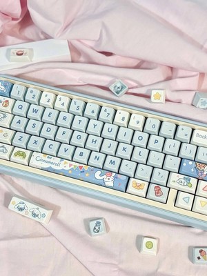 Cinnamoroll Themed PBT MDA Profile Full Set Keycaps For Cherry MX keyboard