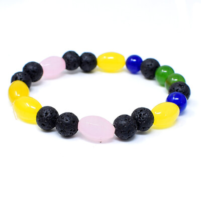 アクセサリー Rock banana 88.00 Cts Natural Onyx ,Jade & Lava Stone Stretchable Beads