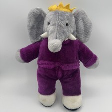 Vintage RARE Babar Elephant Plush Purple Outfit 15 Stuffed Animal King Crown