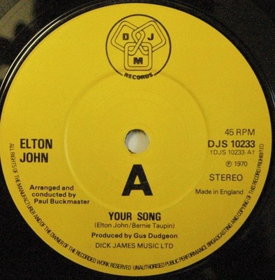 Elton John - Your Song (7'', Single, RE)