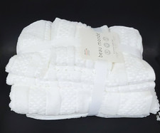 SET OF 6 PC BEAU MONDE WHITE TEXTURE STRIPE COTTON 2 BATH,HAND,WASH CLOTH TOWEL