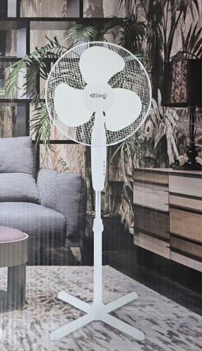 Zeeko 16 Inch Oscillating Pedestal Fan with 3 Speeds Adjustable Height White