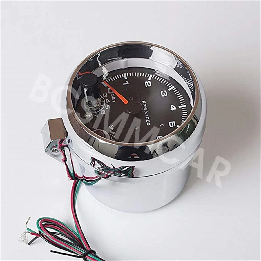 Tacómetro medidor coche 12V 0-8000RPM 7 colores retroiluminación LED con luz de cambio LED roja Foto 4 de 4