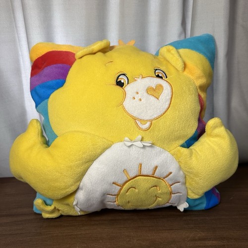 Care Bears 2004 Funshine Bear 13.5"x13.5" Pillow with 3D Arms Plush