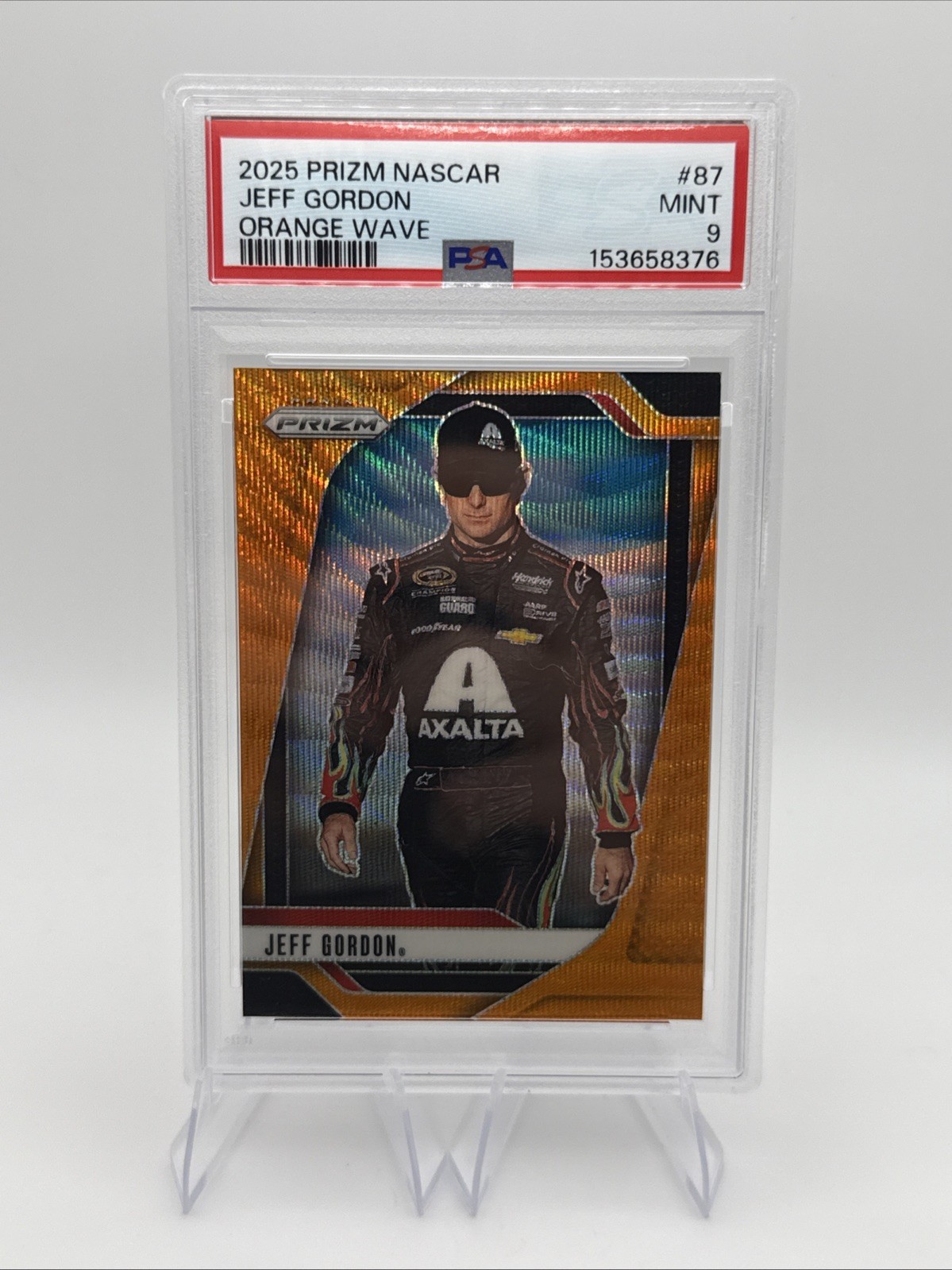 2025 PANINI PRIZM NASCAR ORANGE WAVE #87 JEFF GORDON 79/125 PSA 9 view 1