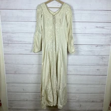 Vtg GUNNE SAX by Jessica Maxi Corset Prairie Dress Natural Lace Black Label S/M