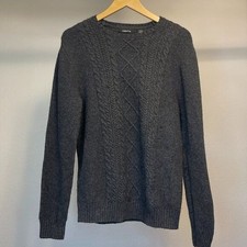 Claiborne Mens Gray Cable Knit Crew Neck Long Sleeve Sweater Large